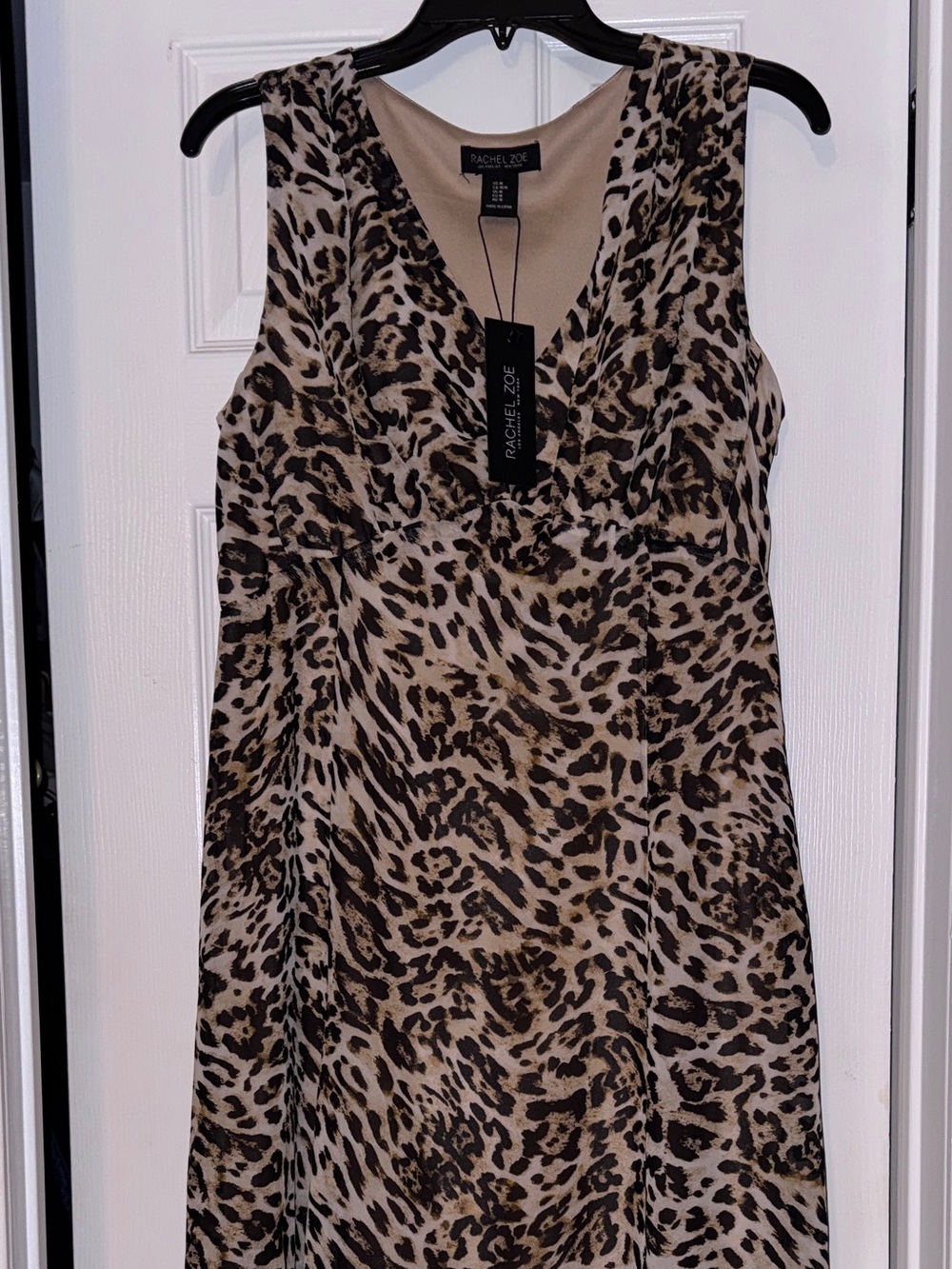 Rachel Zoe Leopard Print V-Neck Sleeveless dress - Tan/Brown/Black